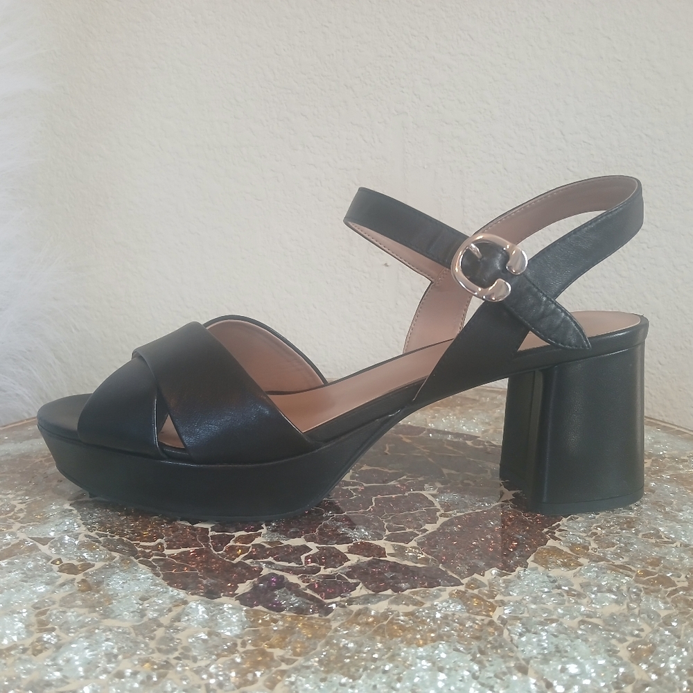 Aerosoles Black Leather Chunky Heel